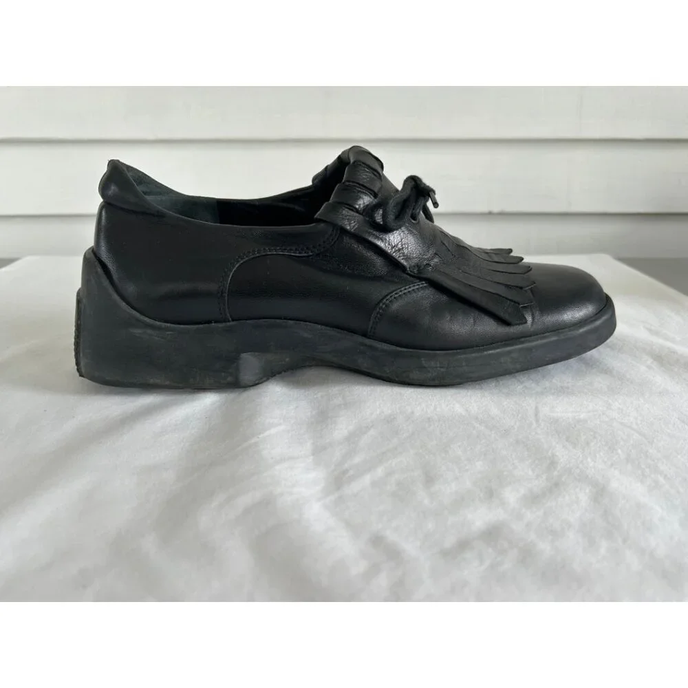 Bruno Magli Sport Mens Black Fringe Leather Lace-Up Oxford Shoes Size‎ 37.5